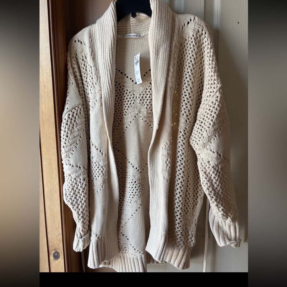 Abercrombie  Open-Knit Belted Cardigan